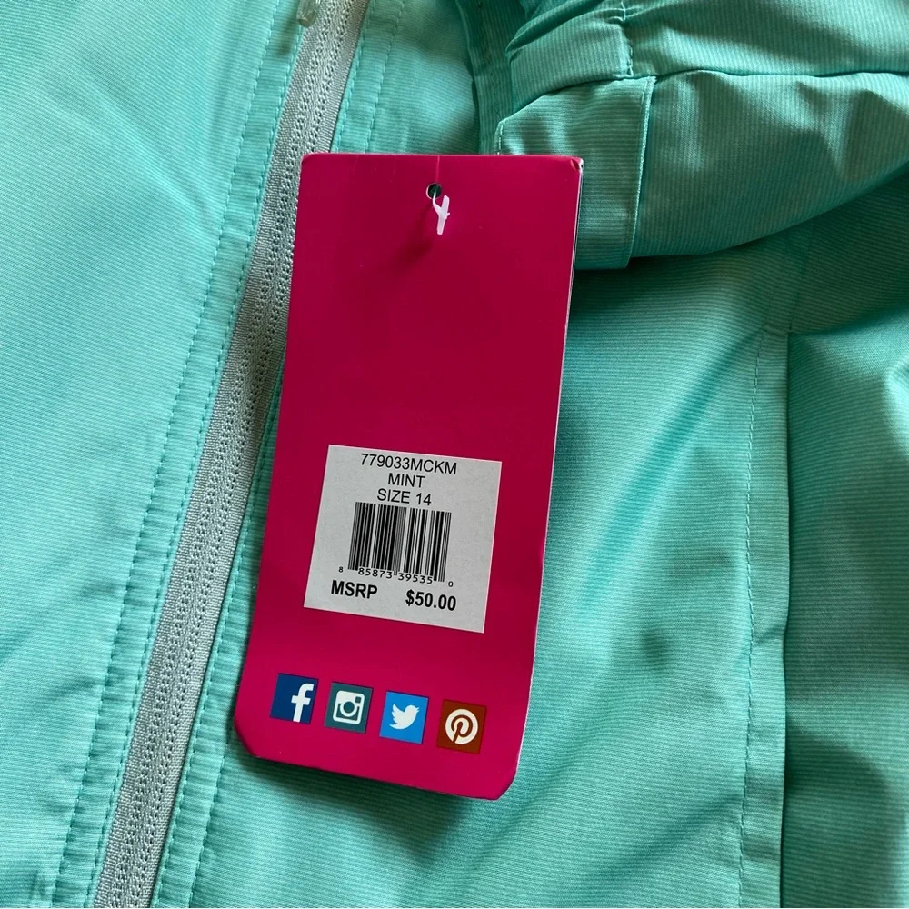 Kids HAWKE & CO Lined Full Zip Hooded Weather Resistant Windbreaker Sz 14 NWT